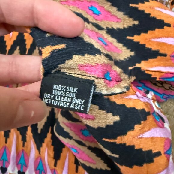 Tolani 100% Silk Geometric Mandala Blouse Colorful Bohemian Artsy 3X - Picture 9 of 11
